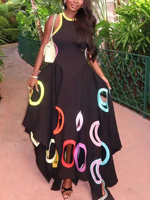 Hollow Neck Maxi Dress