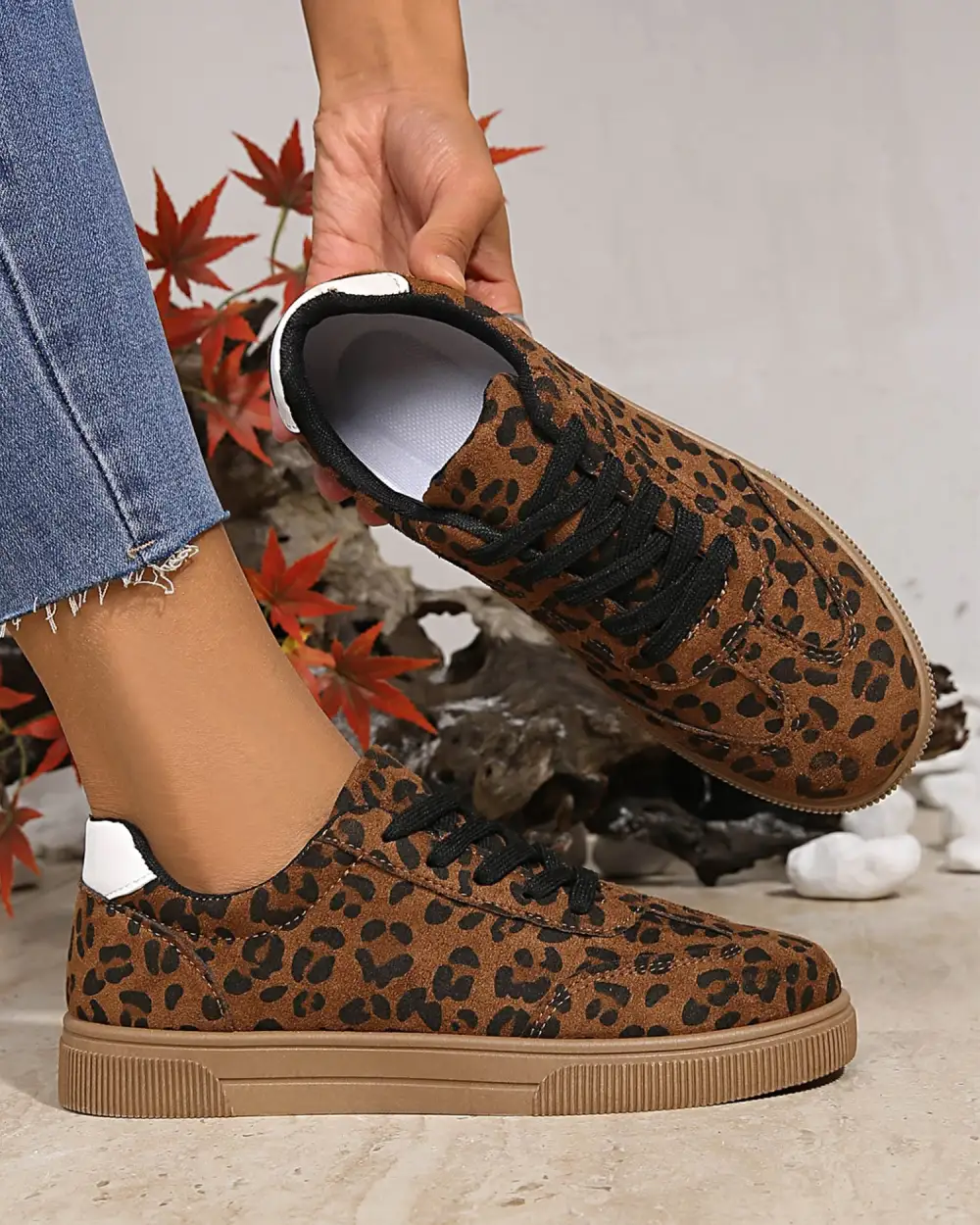 Patchwork Lace Up Casual Sneakers
