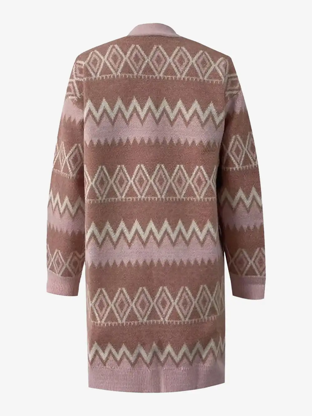 Boho Graphic-Knit Long-Sleeve Cardigan
