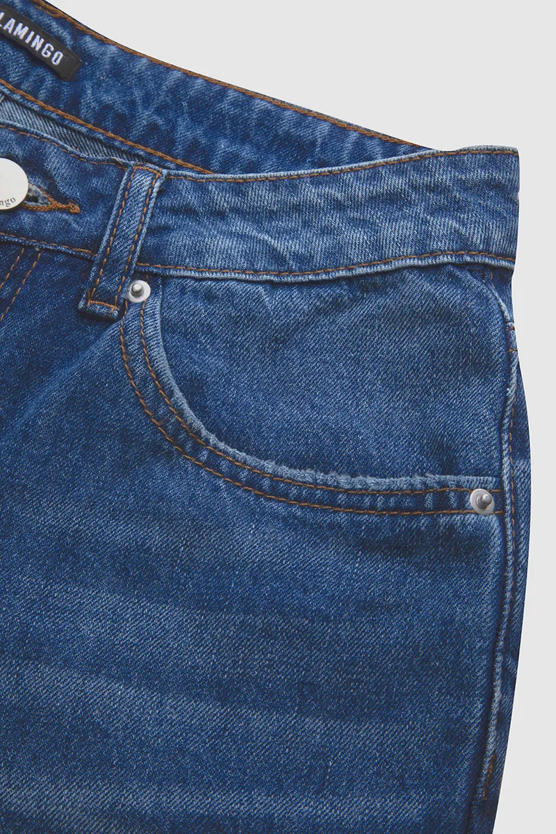Ripped Low Waist Straight Leg Jeans