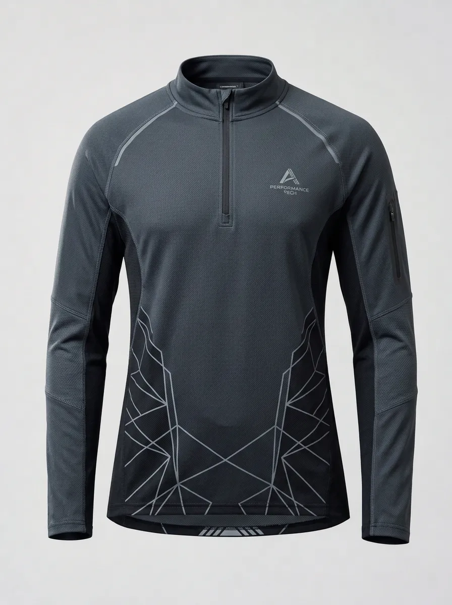 Men's Sportswear Geometric Printed Quarter-Zip Top with Raglan Sleeves
