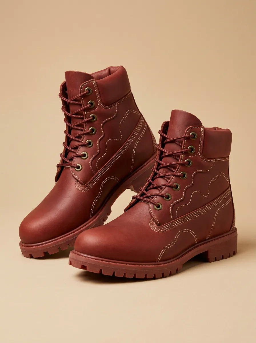 Unisex Wavy Stitching Pattern Print Work Boots