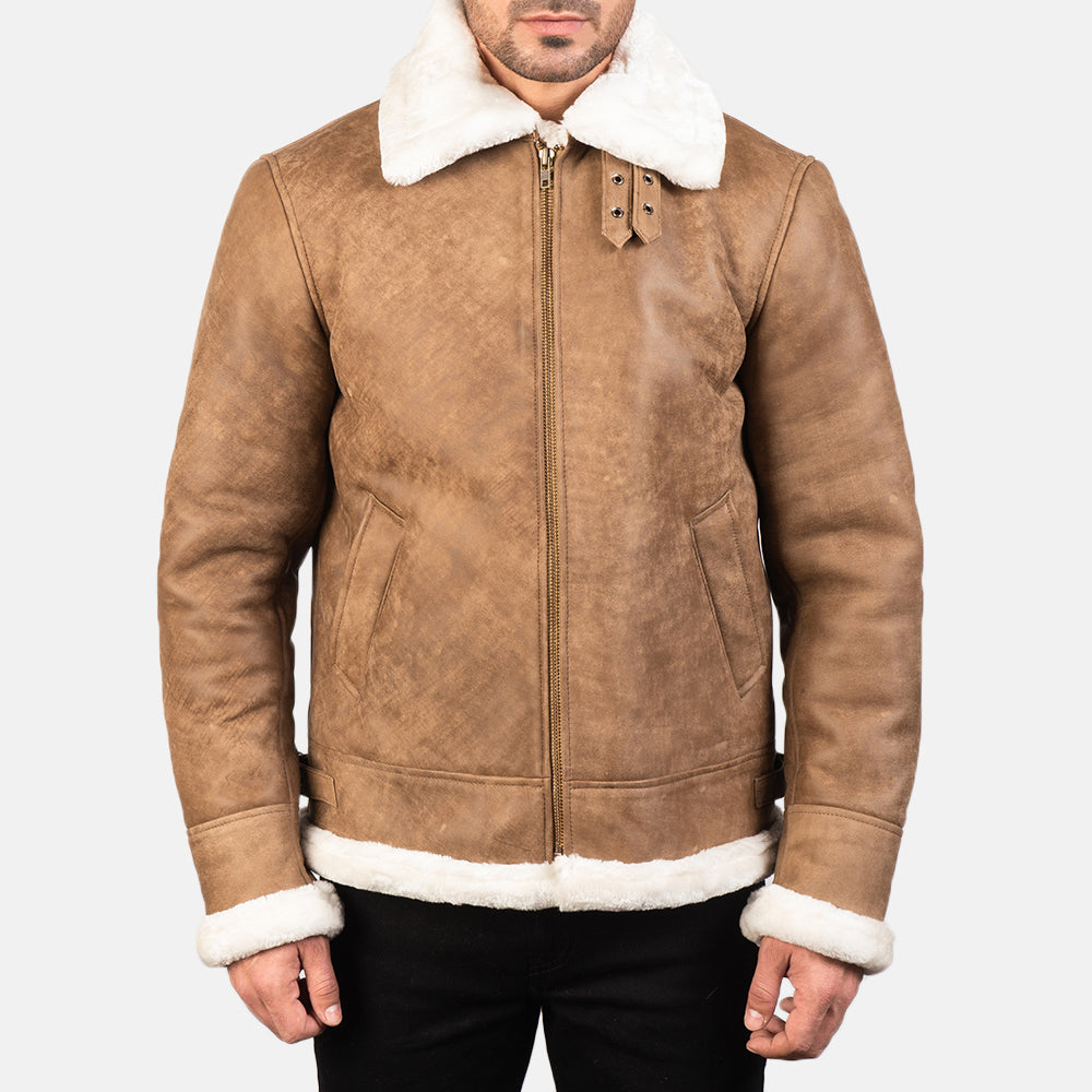 Men's Bomber Leather Distressed Jacket