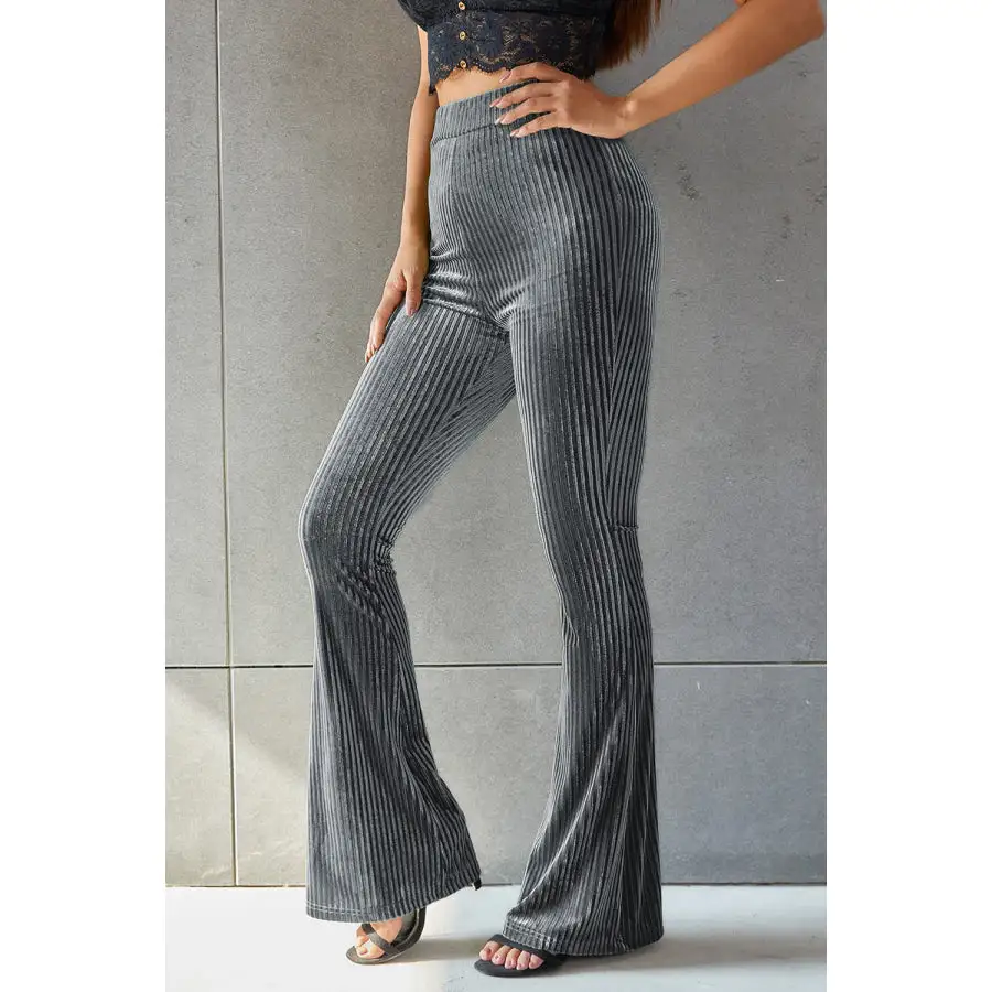 Ribbed High Waist Flare Pants