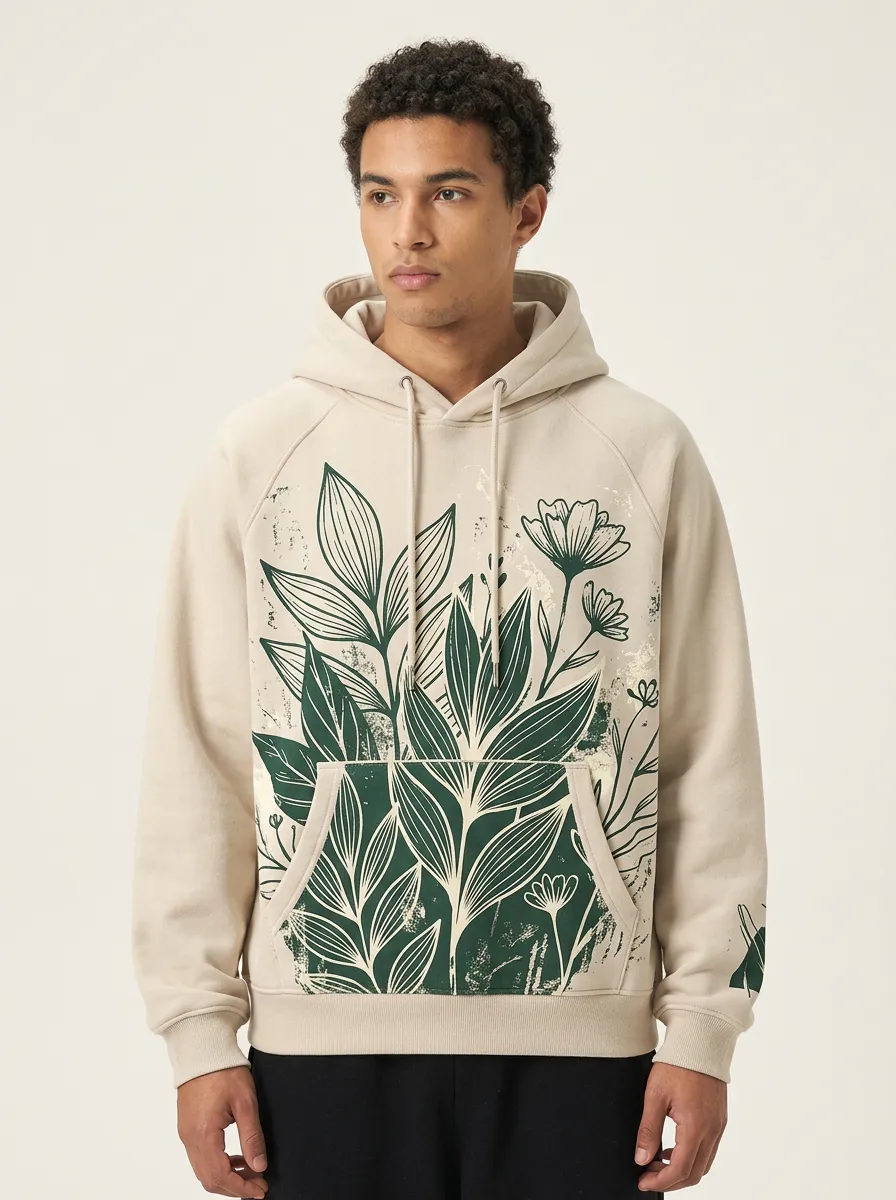 Unisex Botanical Nature Lover Green Leaf Hoodie