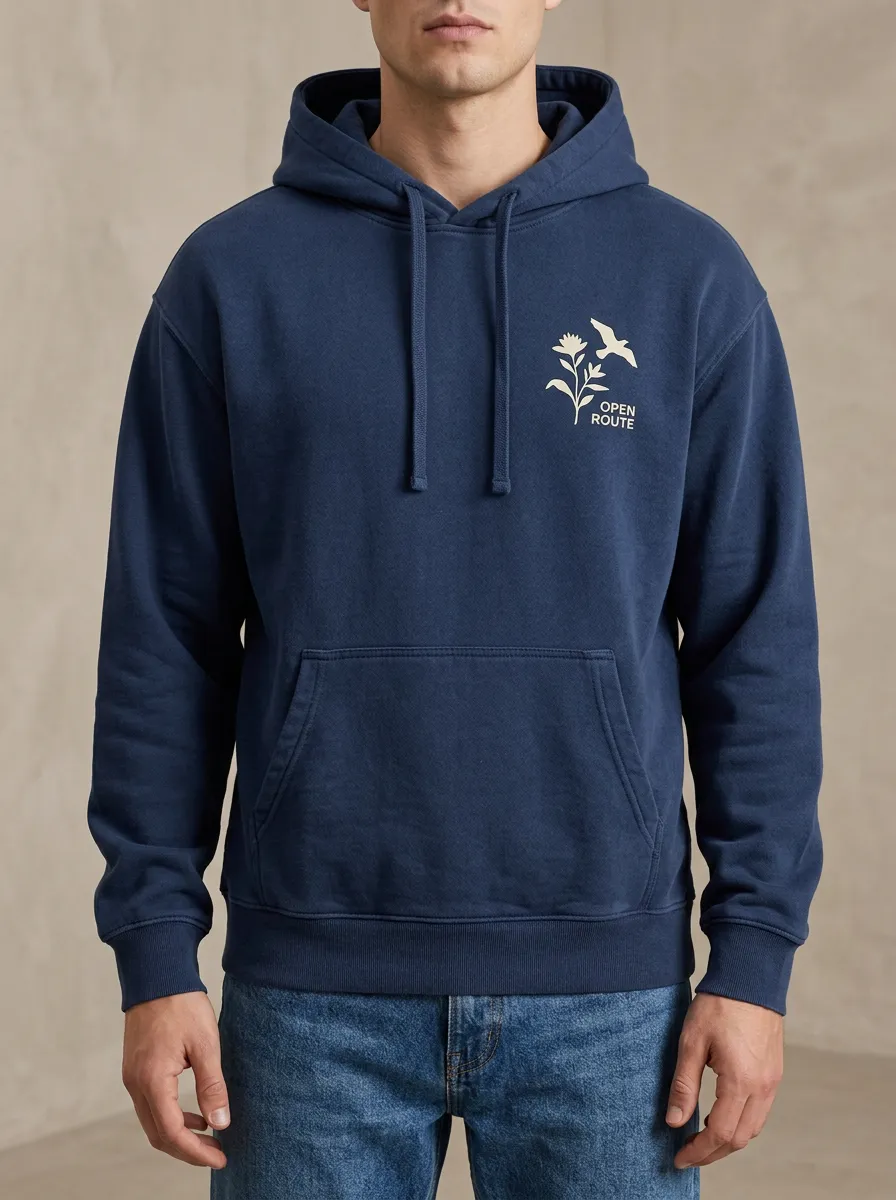 Men's Nature Lover Open Route Bird Flower Print Hoodie