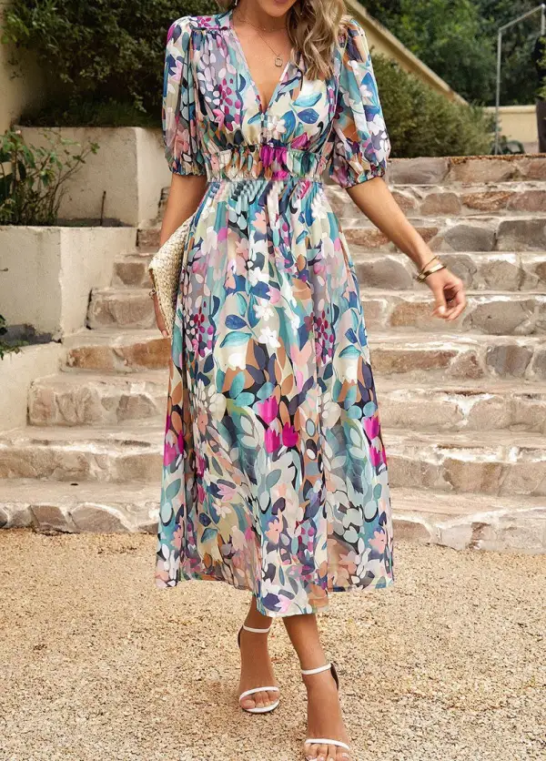 Elena Flowy Floral Midi Dress