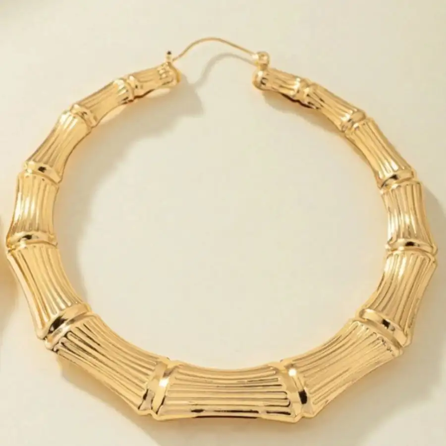 Stainless Steel Textured Hoop Earrings