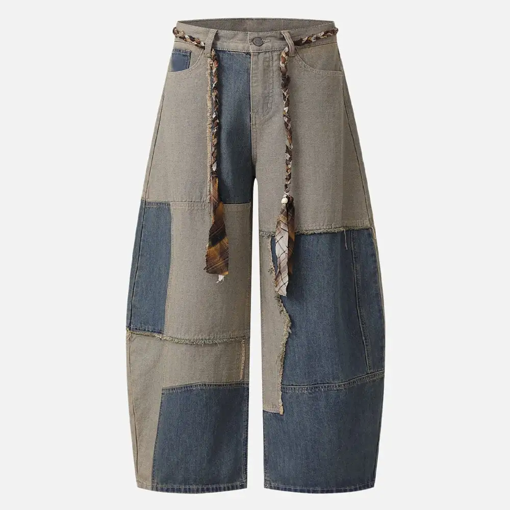 Women's Distressed Belted Jeans