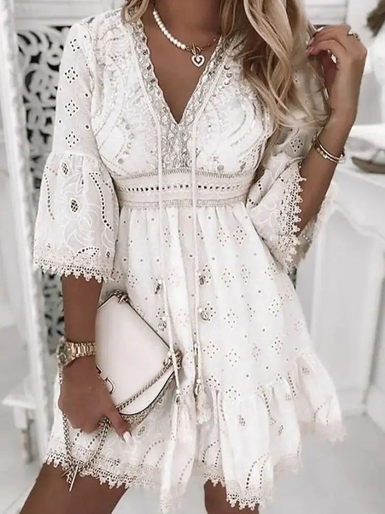 Women's V-Neck Boho Dress