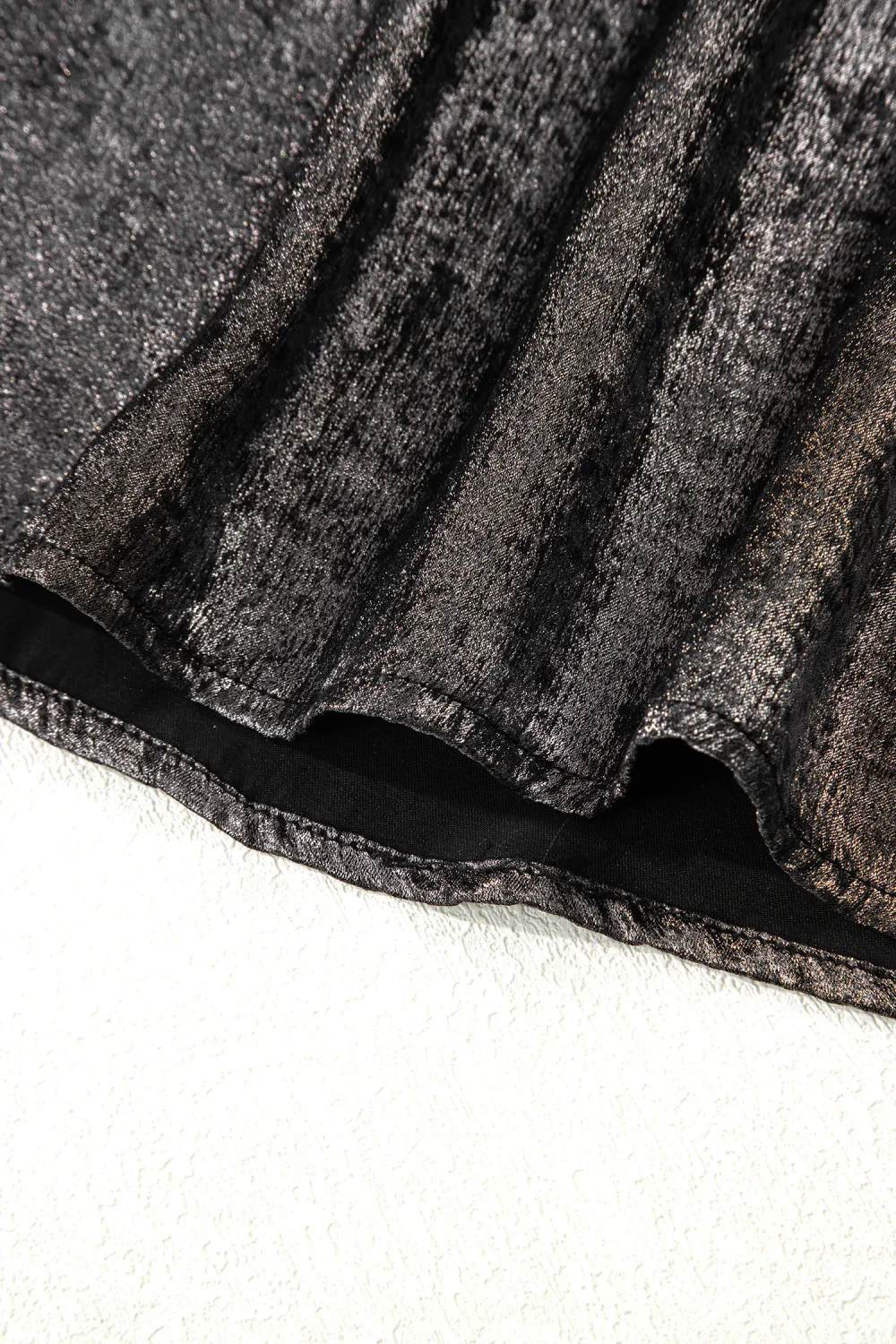 Silvery Metallic Round Neck Ruffle Top