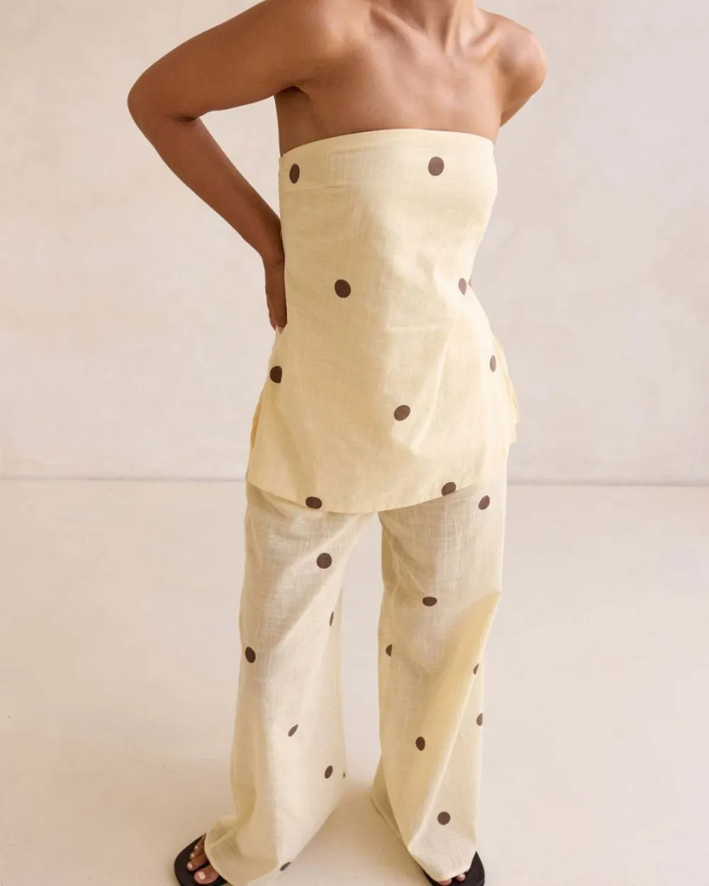 Strapless Polka Dot Top and Pants Set