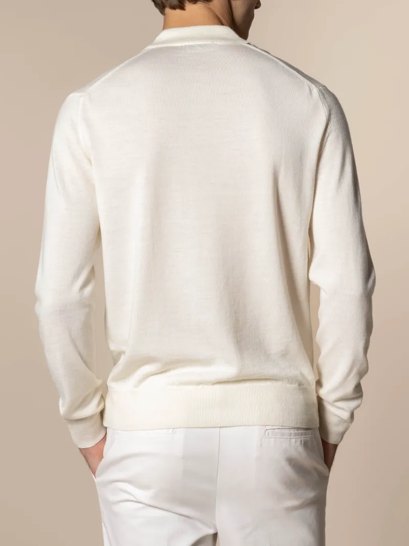 Polo Shirt With Cashmere Merino Blend Buttonless Slim Fit Knit Construction