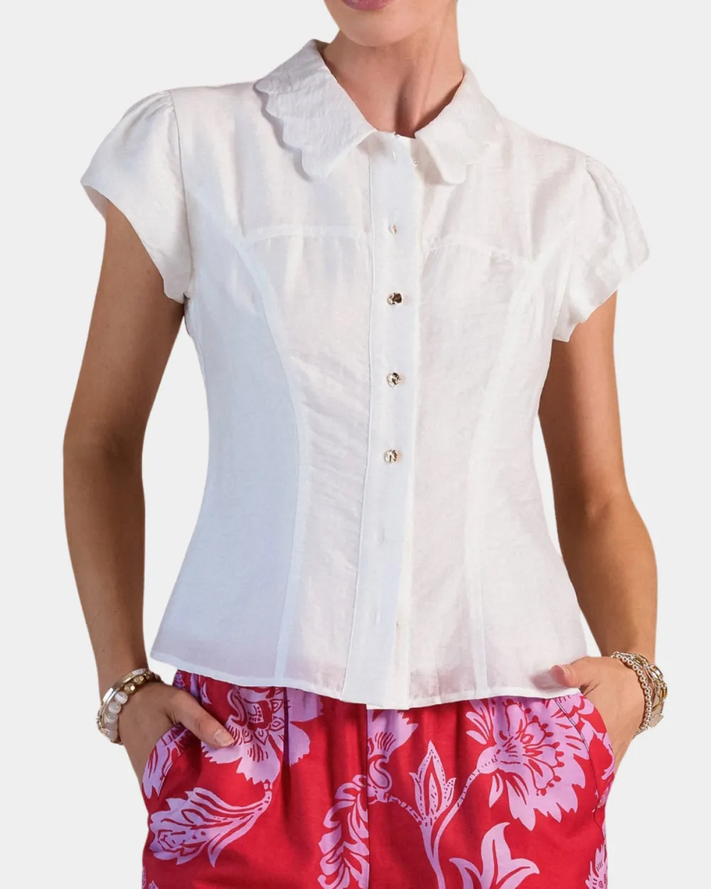Flutter Short Sleeve Blouse