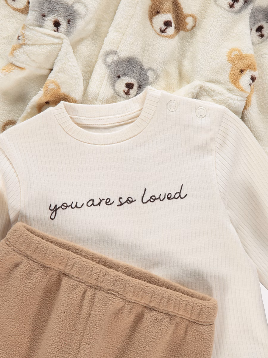 Long Sleeve Pyjamas and Bear Fleece Dressing Gown detail 1