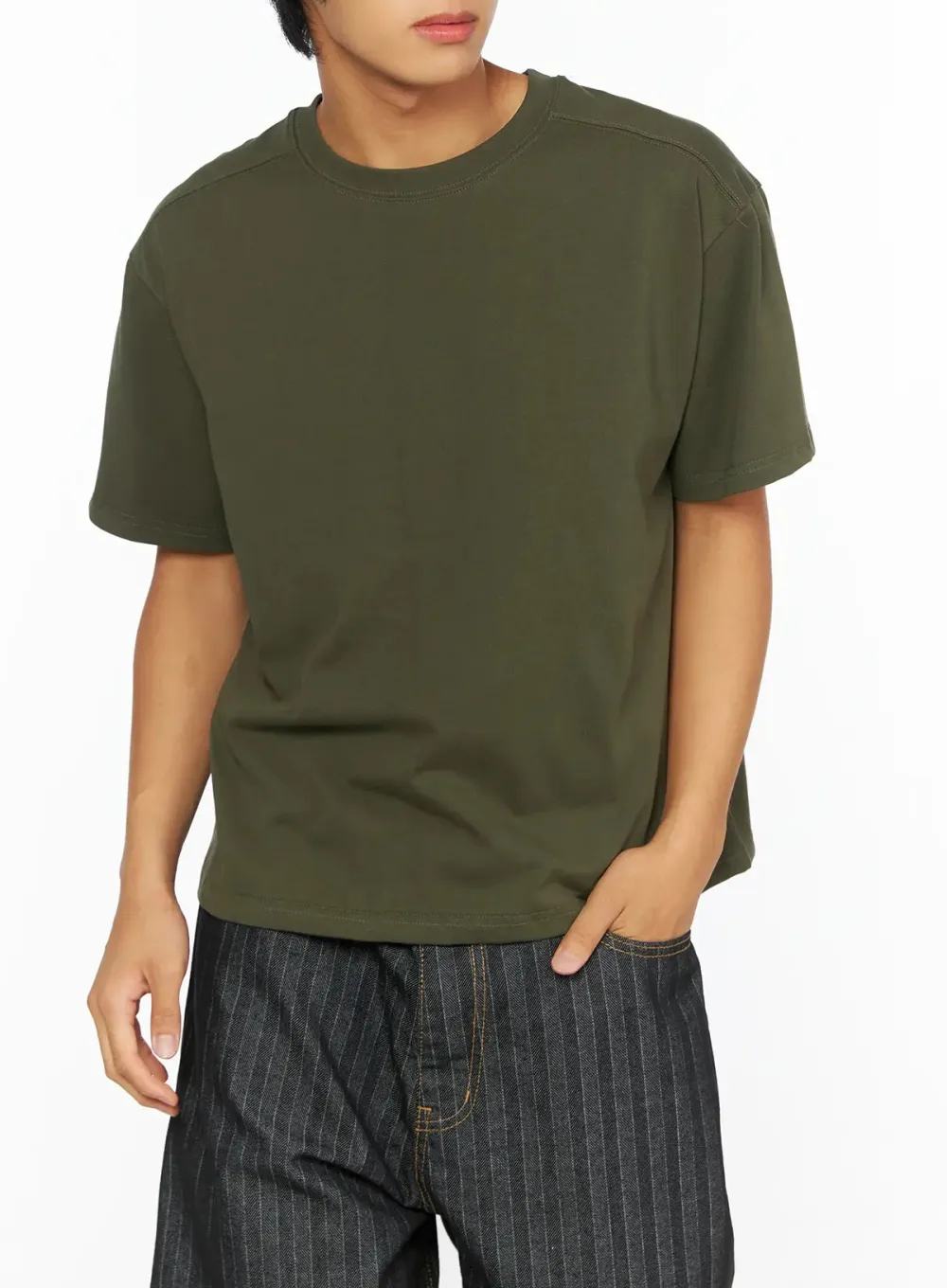 Men's Shoulder Stitch Cropped Tee