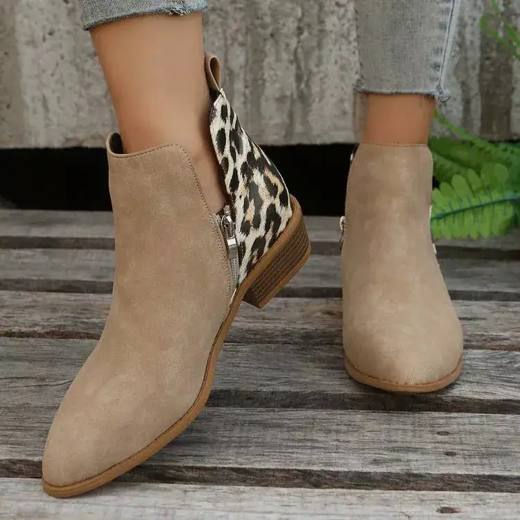 Polished Pointed Toe Block Heel Boots