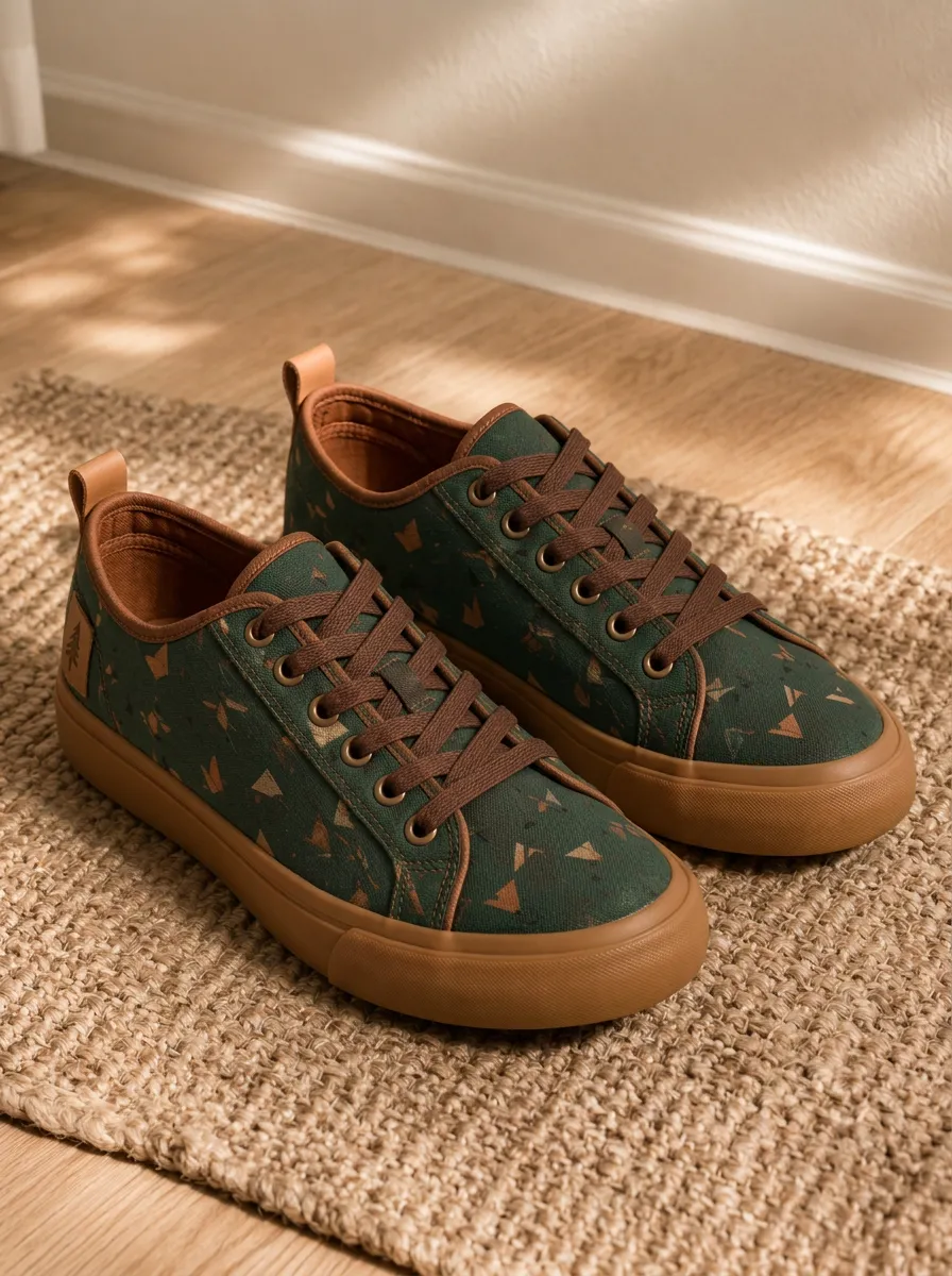Men's Outdoor Nature Lover Geometric Tree Printed Canvas Shoes