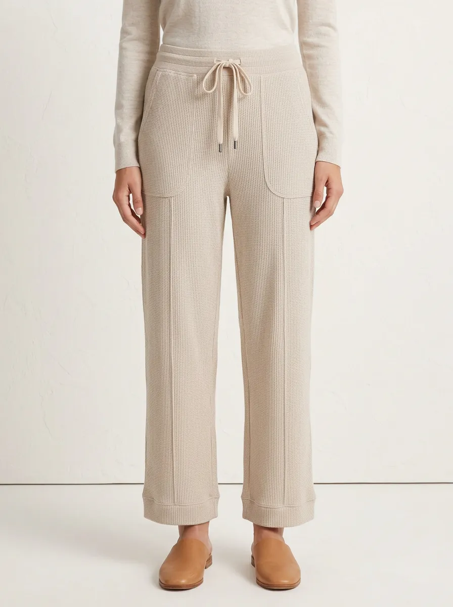 Women's Casual Waffle Knit Drawstring Lounge Pants