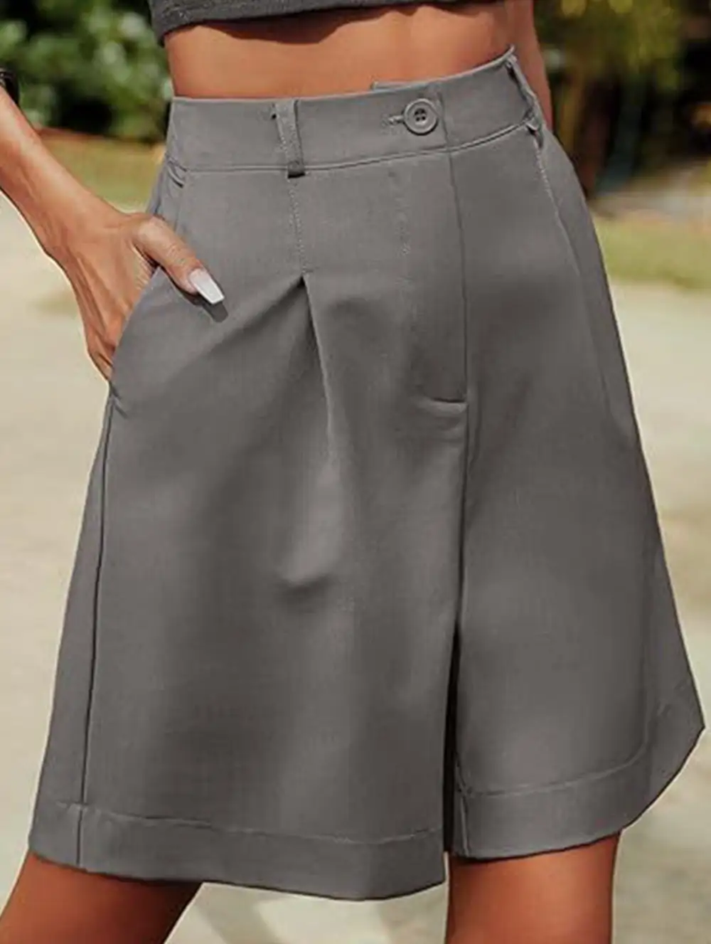 High-Waist Wide-Leg Suit Shorts