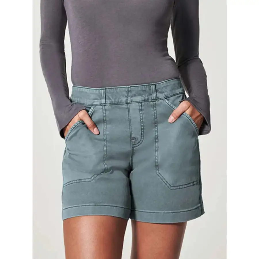 Pocketed Washed Denim Shorts