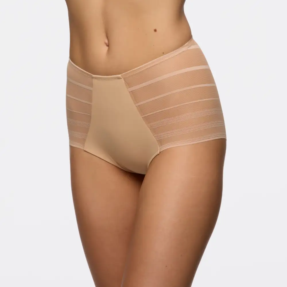 Women's Seamless Elastic Waistband Mesh Striped Shaping Supportive Fit Brief Panty
