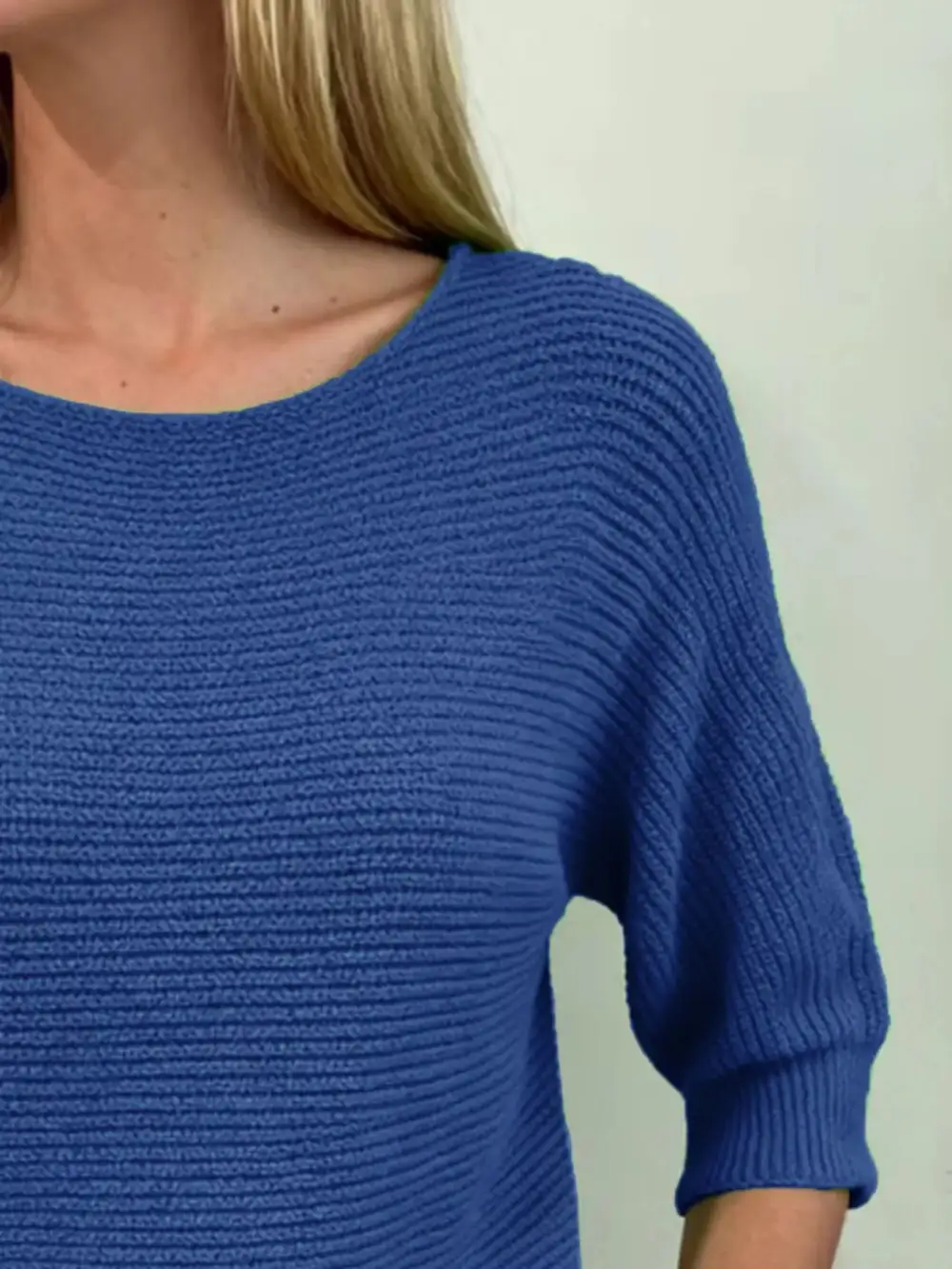 Full Size Ribbed Knit Round Neck Sweater Plus Size
