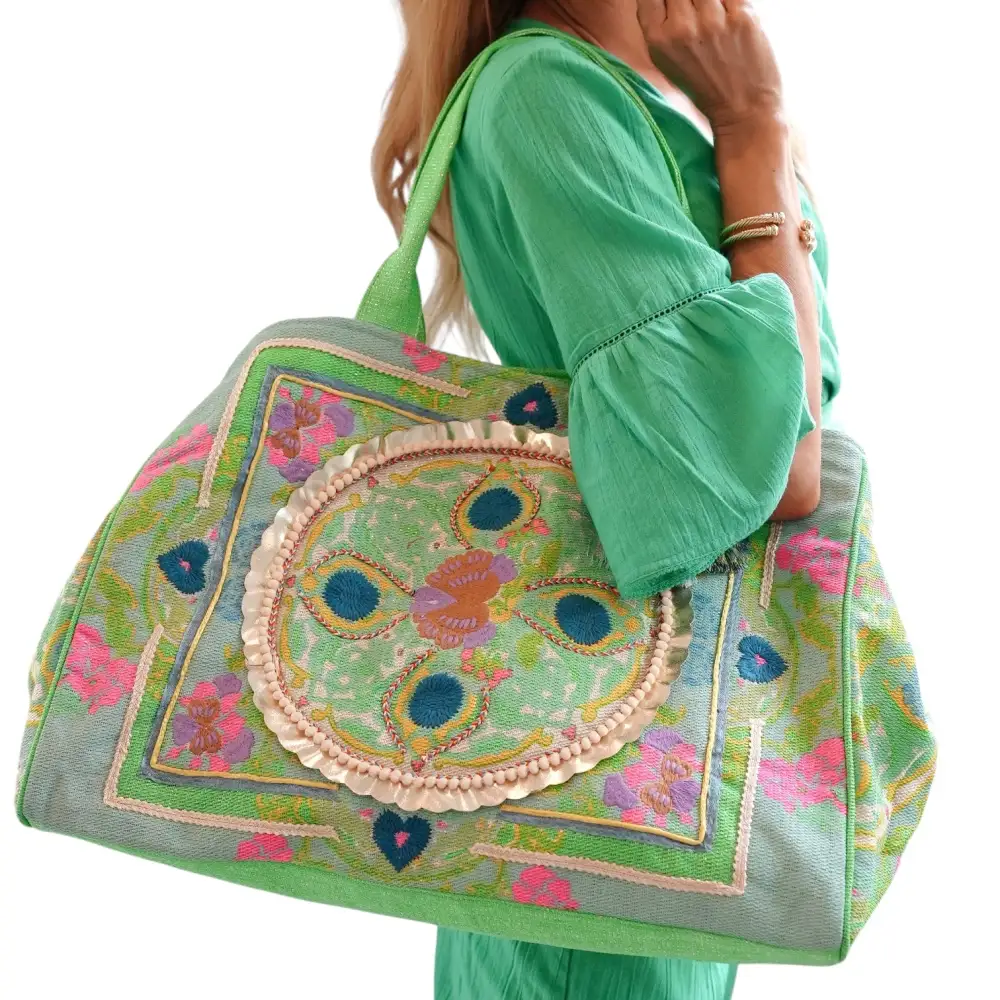Ocean Embroidered Lurex Boho Bag