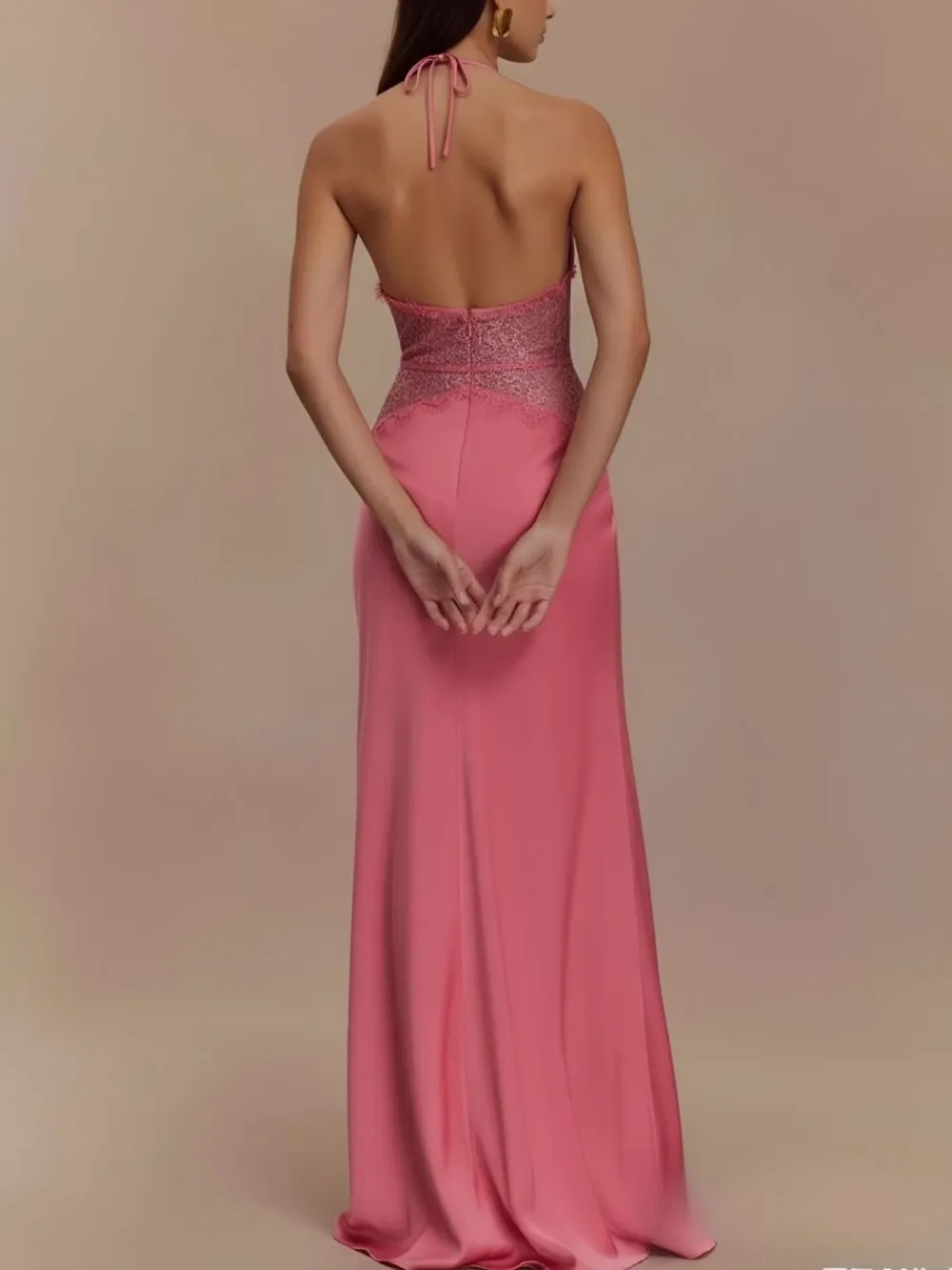 Polished Detail Lace Maxi Dress