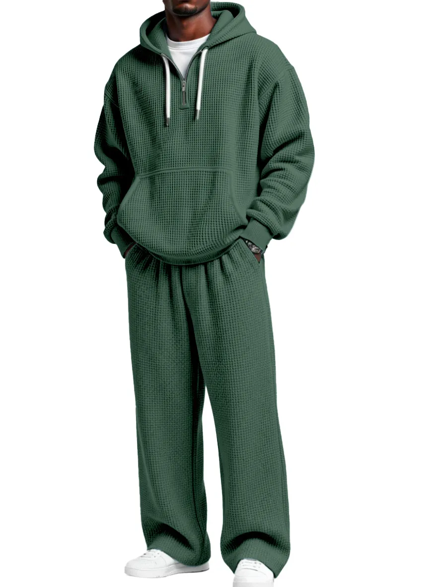 Textured Knit Hooded Zip Set