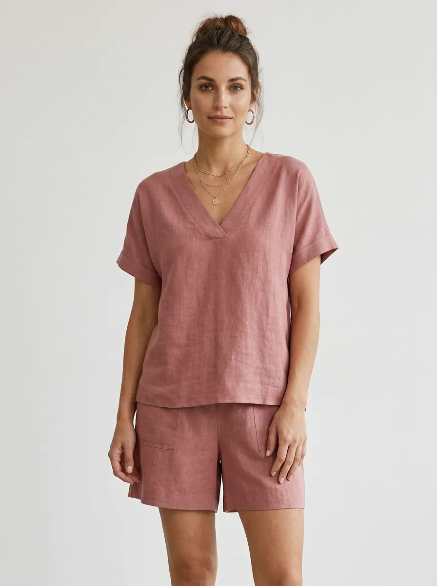 Refined Ribbed Women's V-Neck Shirt