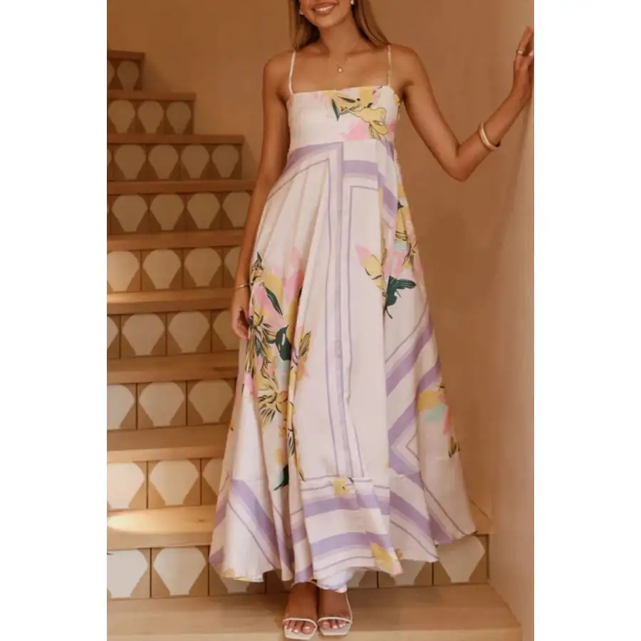 Casual Printed Square Neck Cami Maxi Dress