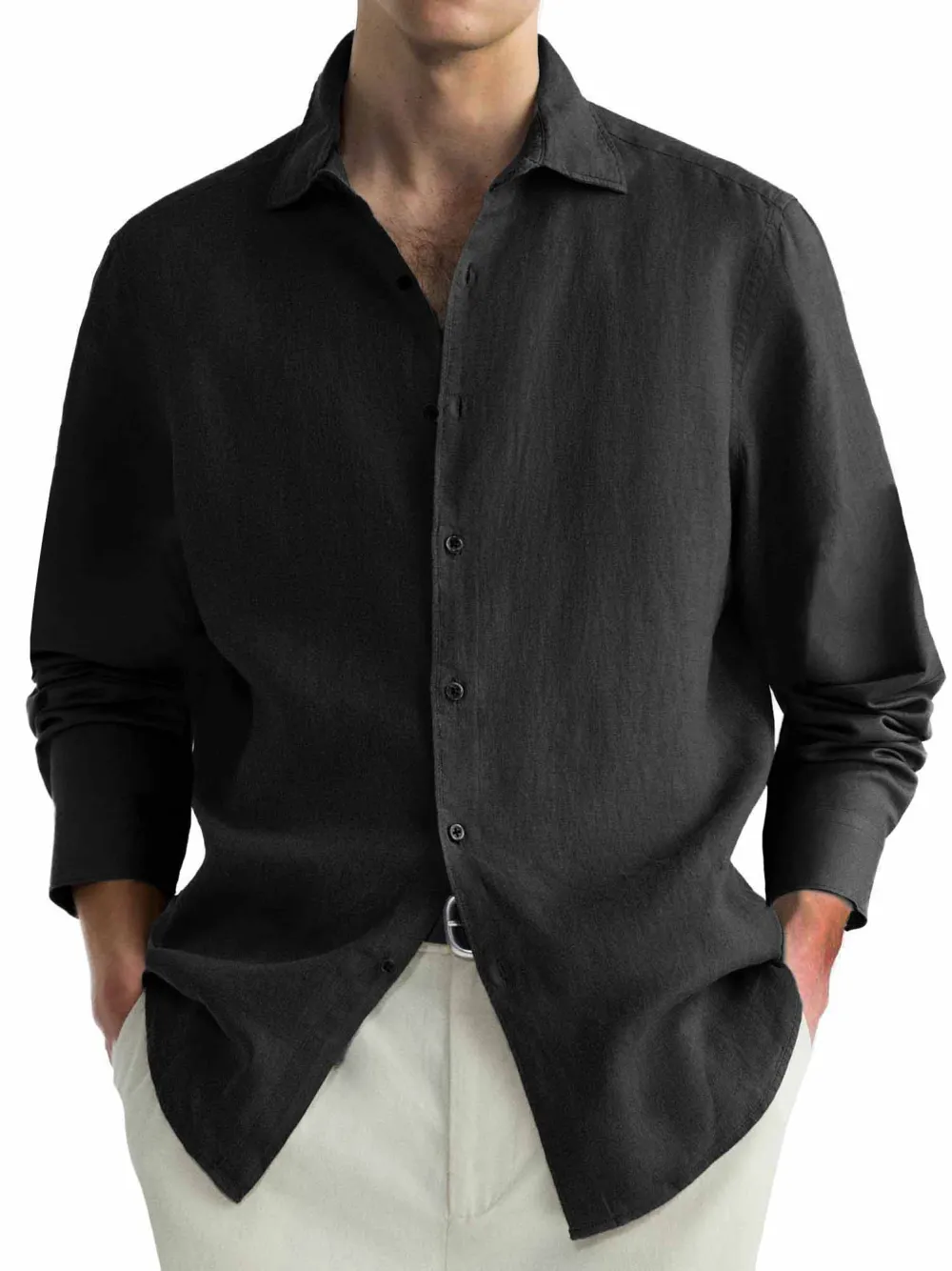 Workwear Long Sleeve Camp Collar Shirt
