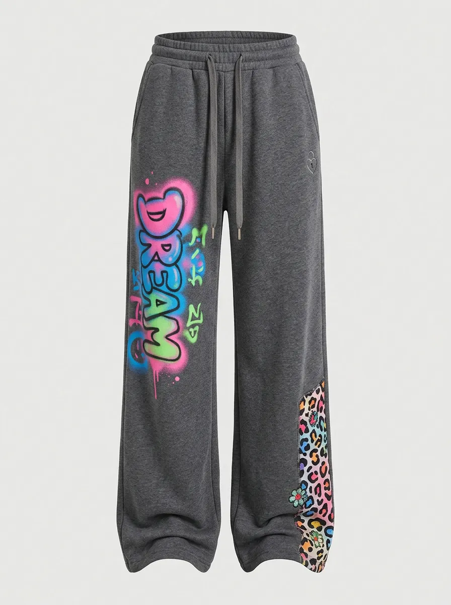 Women's Streetwear Dream Graffiti Leopard Printed Sweatpants