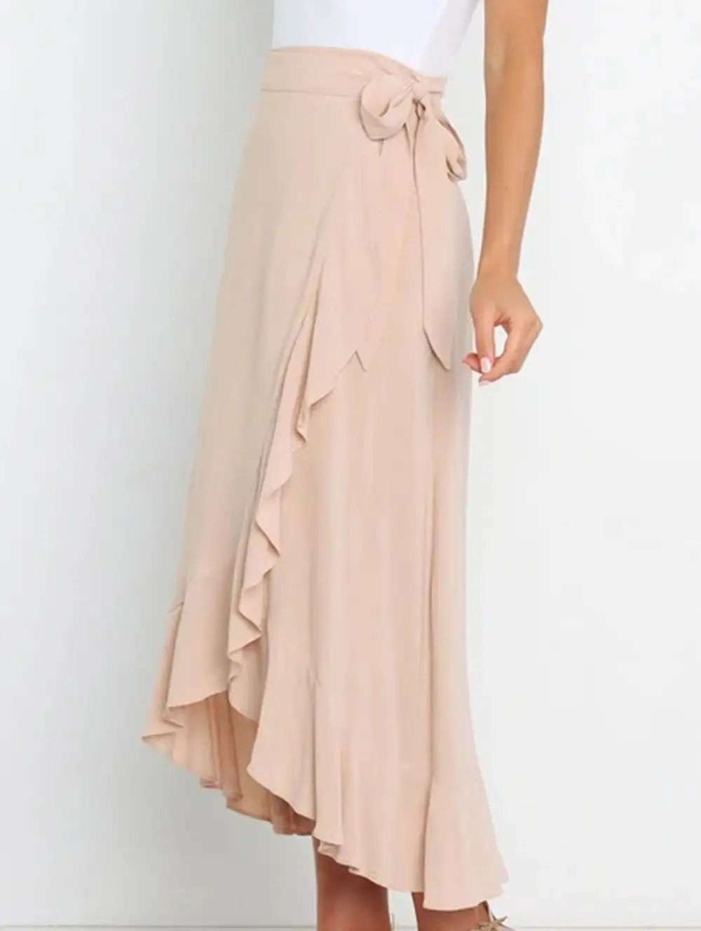Tie Waist Irregular Skirt