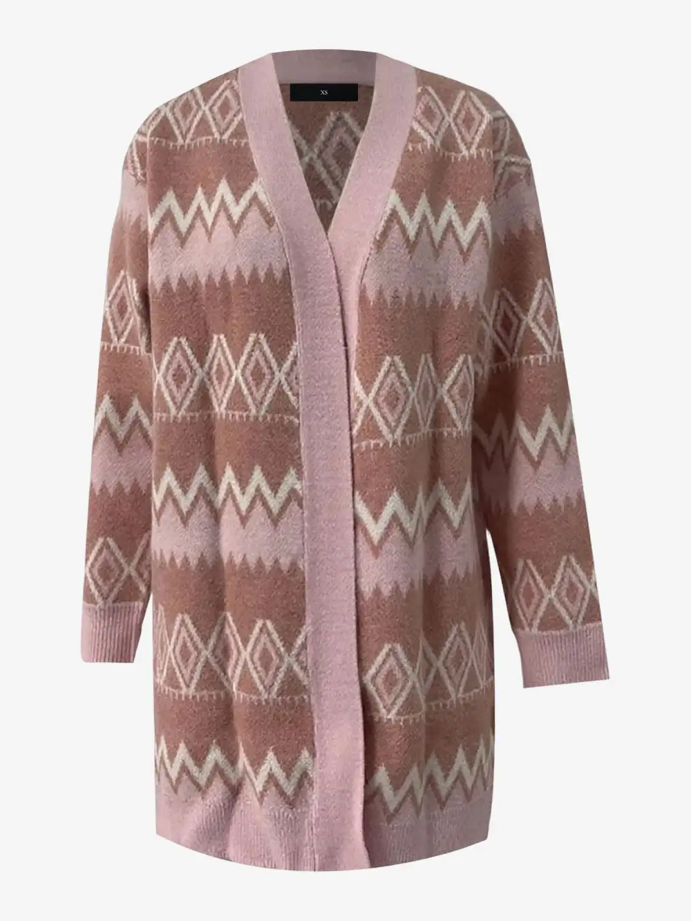 Boho Graphic-Knit Long-Sleeve Cardigan