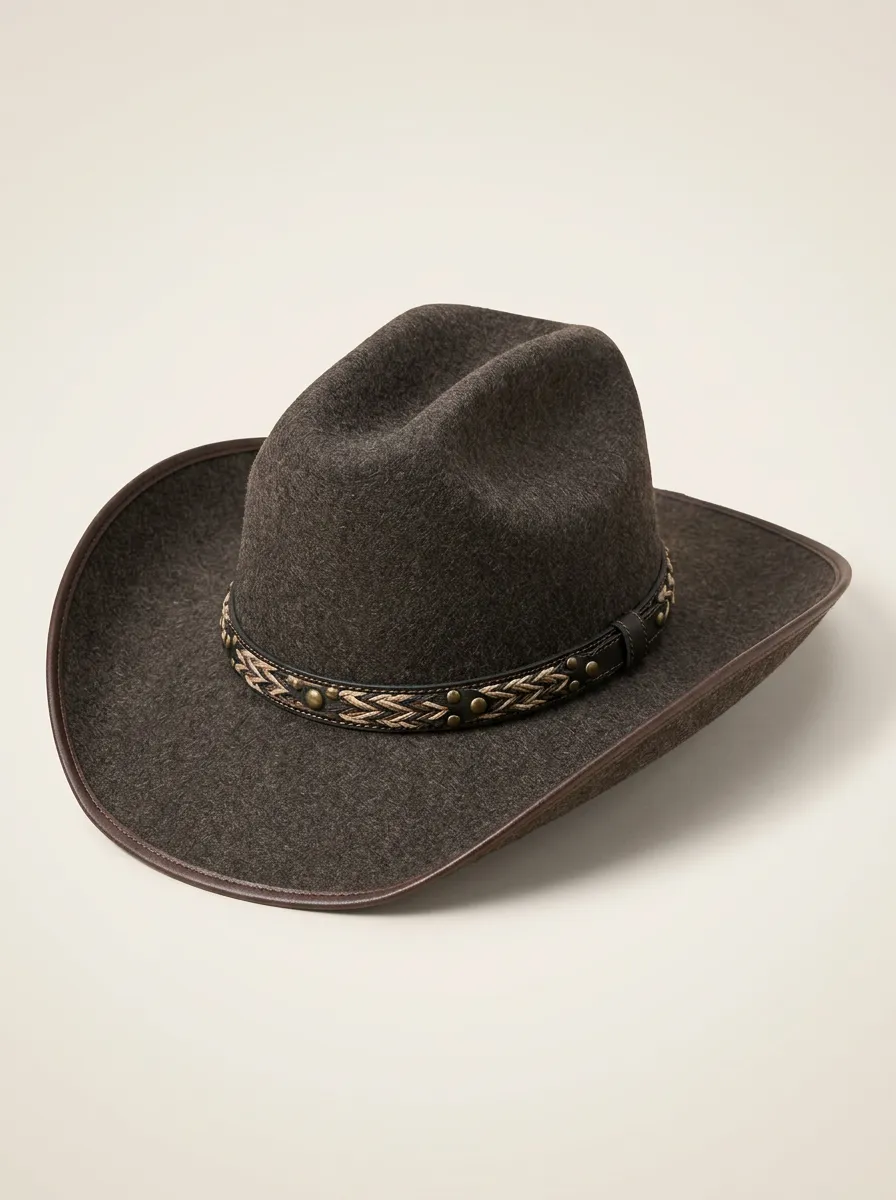 Earth Tone Felt Western Hat with Braided Band