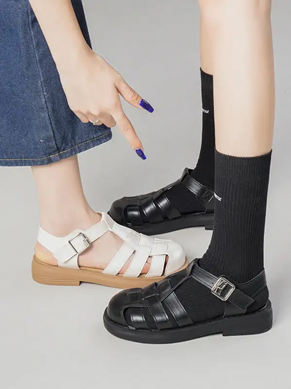 Cutout Round-Toe Gladiator Heeled Sandals