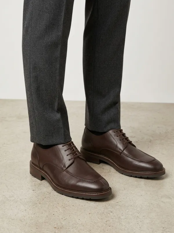 Men's Classic Business Brown Leather Lace-up Dress Oxford Shoes