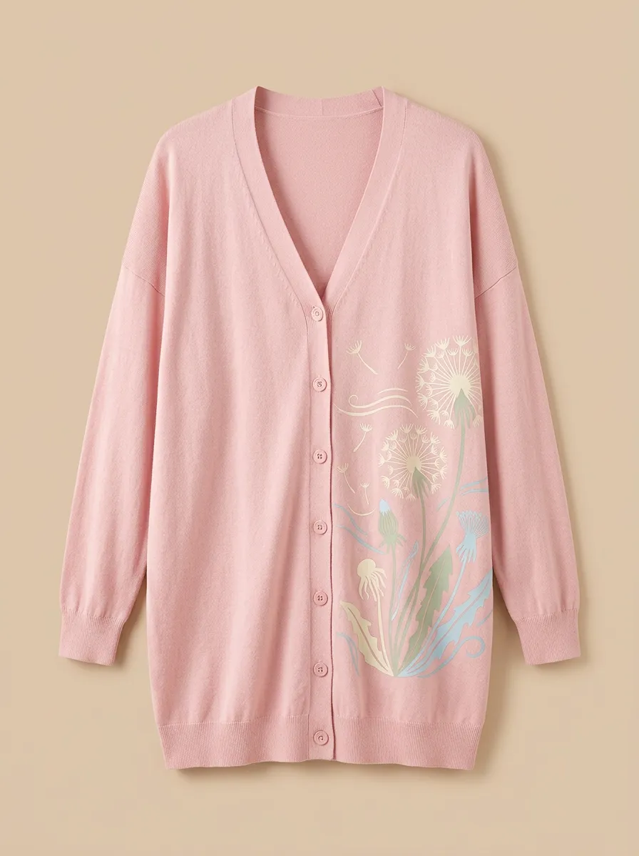 Women's V-Neck Button-Front Graphic-Print Floral Cardigan