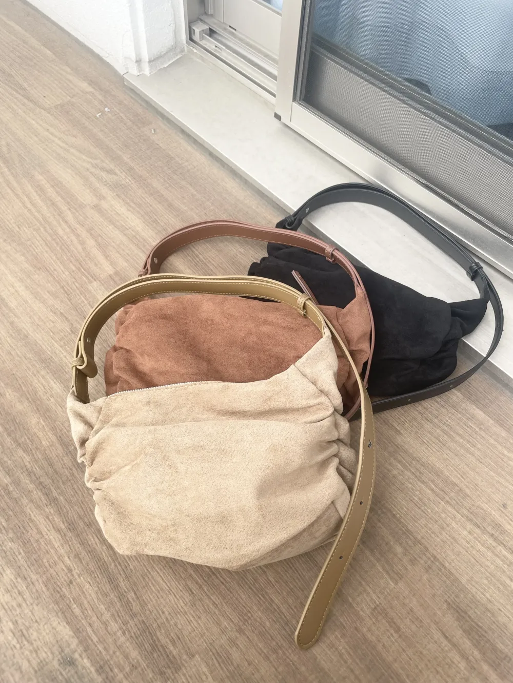 Suede Ruched Clutch Bag