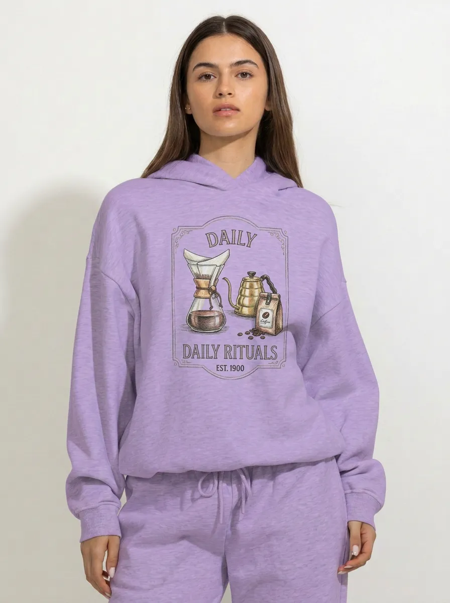 Women's Coffee Lover Daily Rituals Pour Over Printed Hoodie