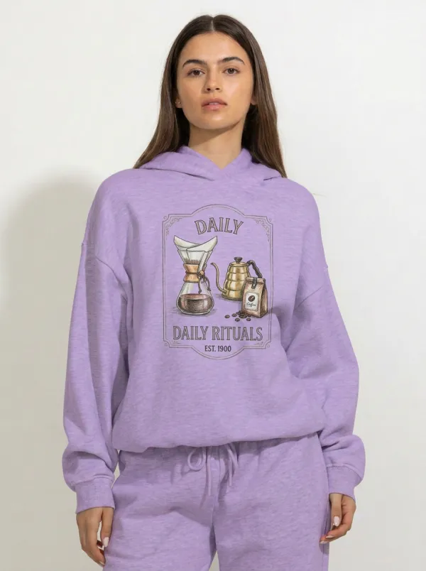 Women's Coffee Lover Daily Rituals Pour Over Printed Hoodie