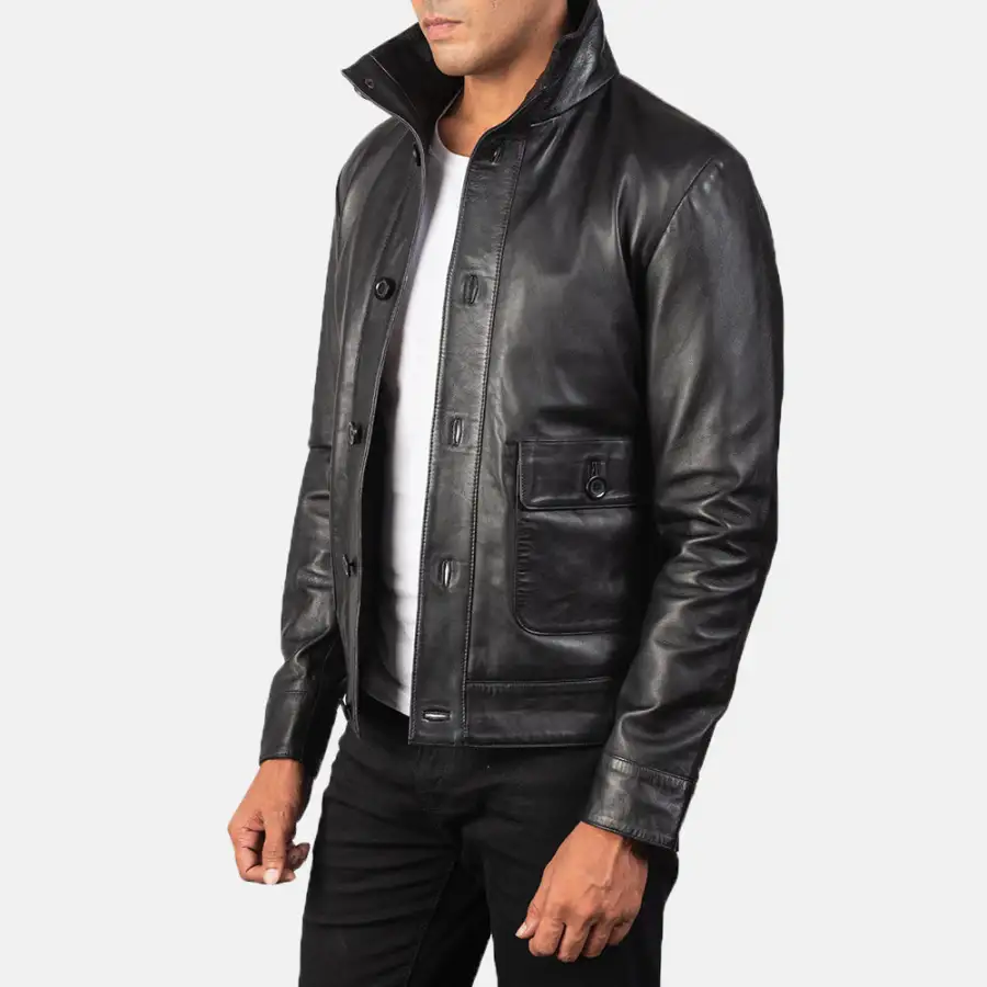 Men's Classic Outdoor Bomber Leather Jacket
