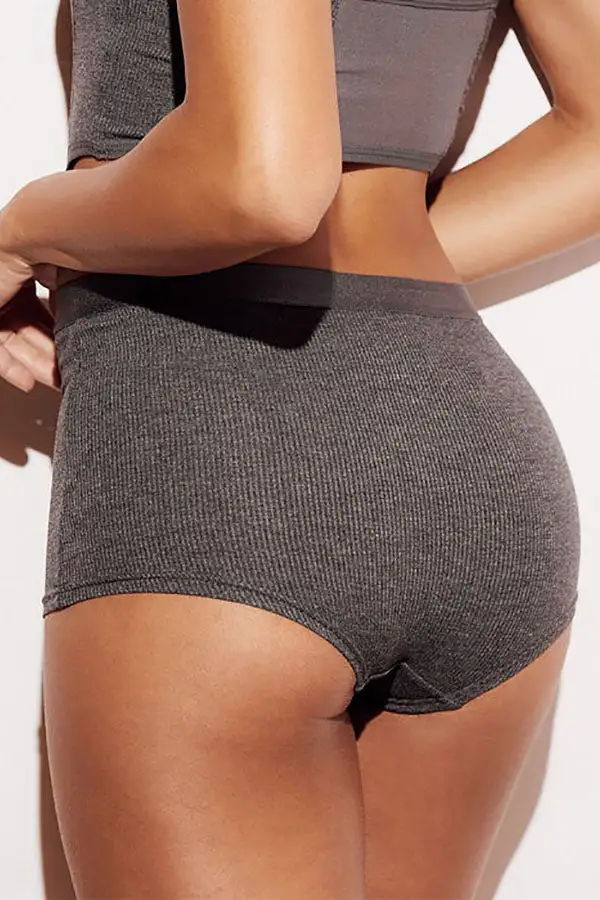 Ribbed Soft Button Boyshort