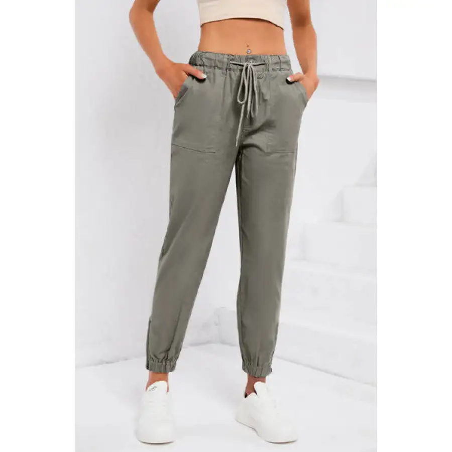 Drawstring Side Zip Joggers Pants