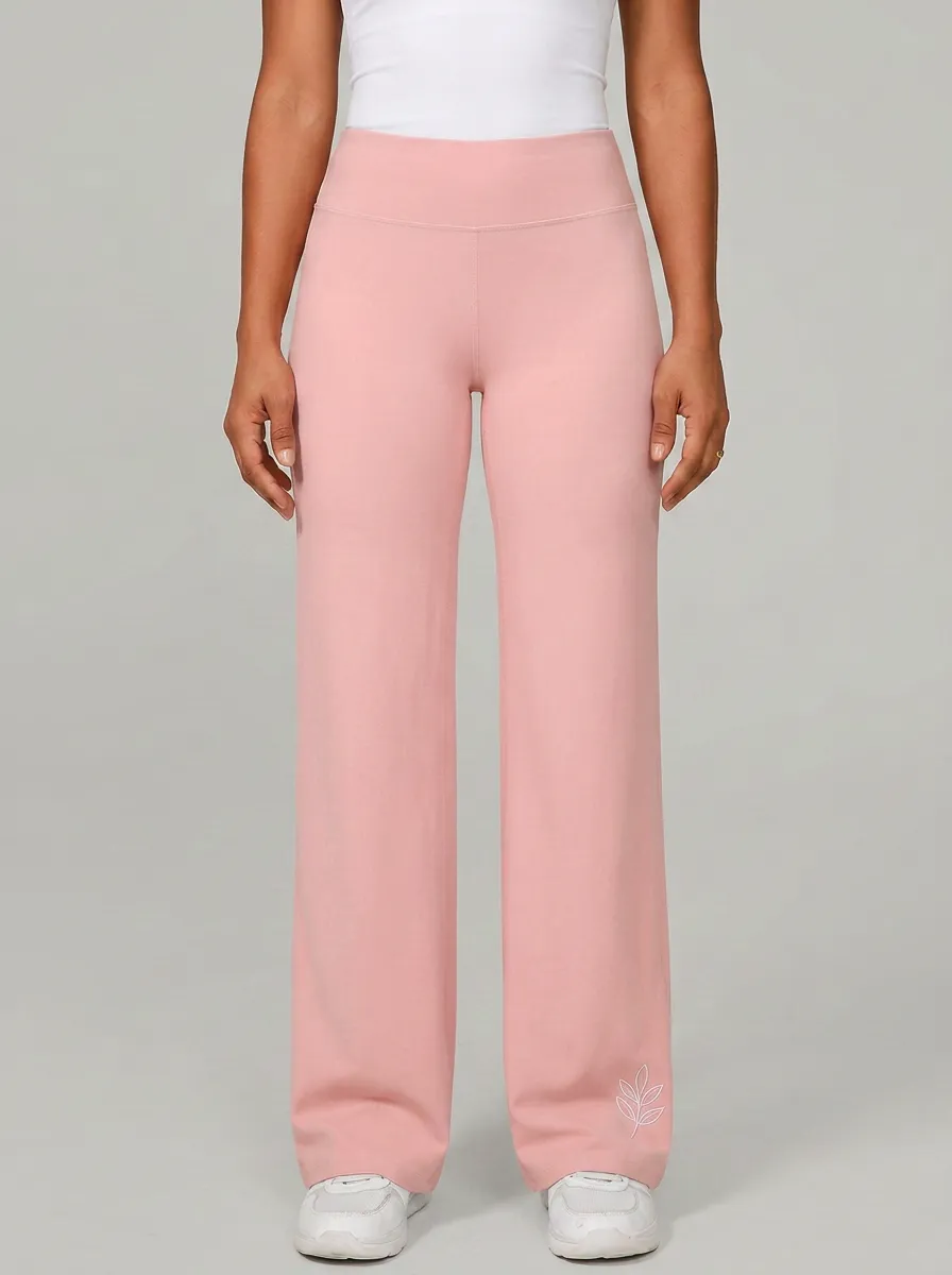 Women's Classic Flexible Leaf Printed Mid Rise Straight Leg Pants