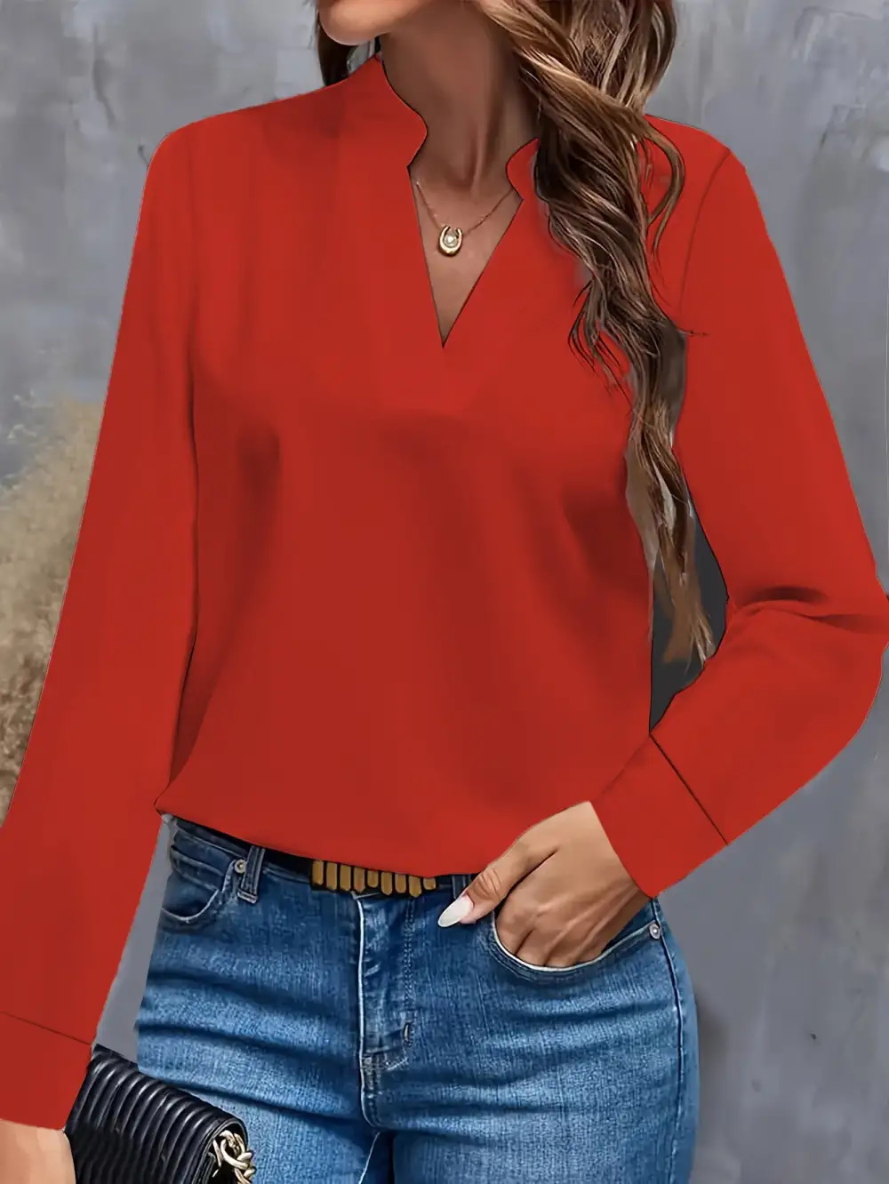 Long Sleeve Draped Blouse