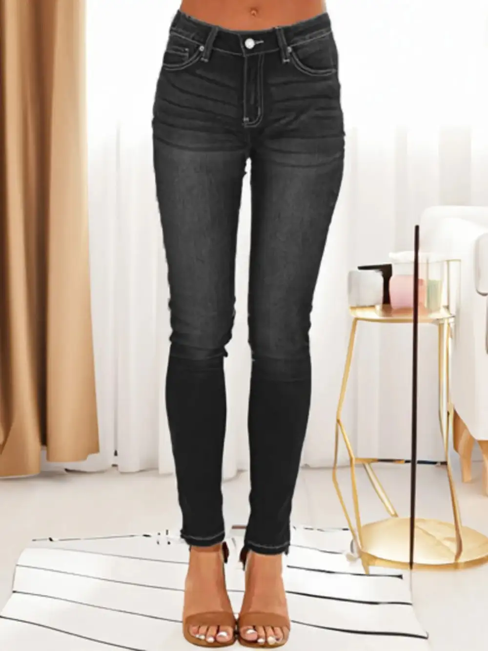 Polished Skinny Washed Denim Jeans