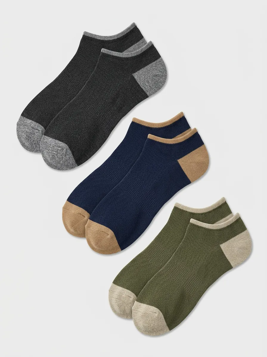 Men's Contrast-Panel Ankle Sock Set